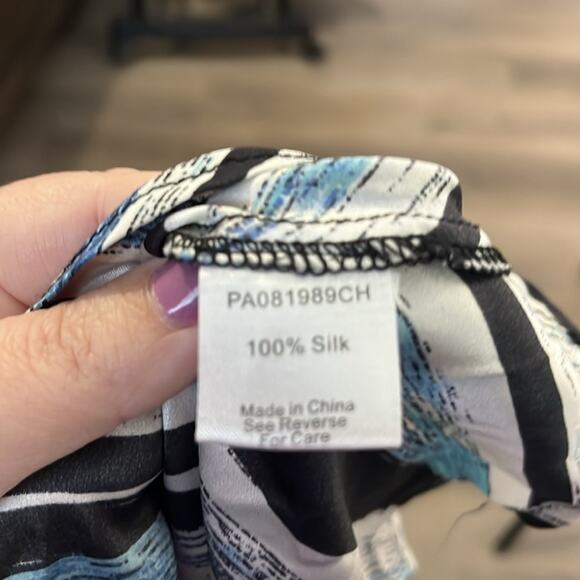 Parker Black and Blue Silk Sleeveless Flowy Layered Dress Size Small - Picture 7 of 9